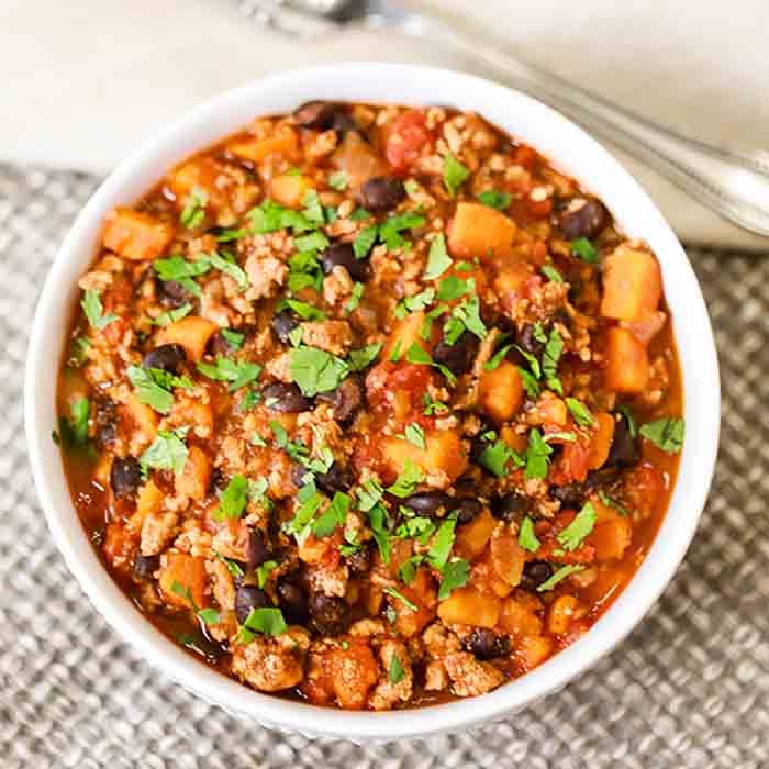 Turkey Sweet Potato Chili - easy and delicious healthy turkey chili