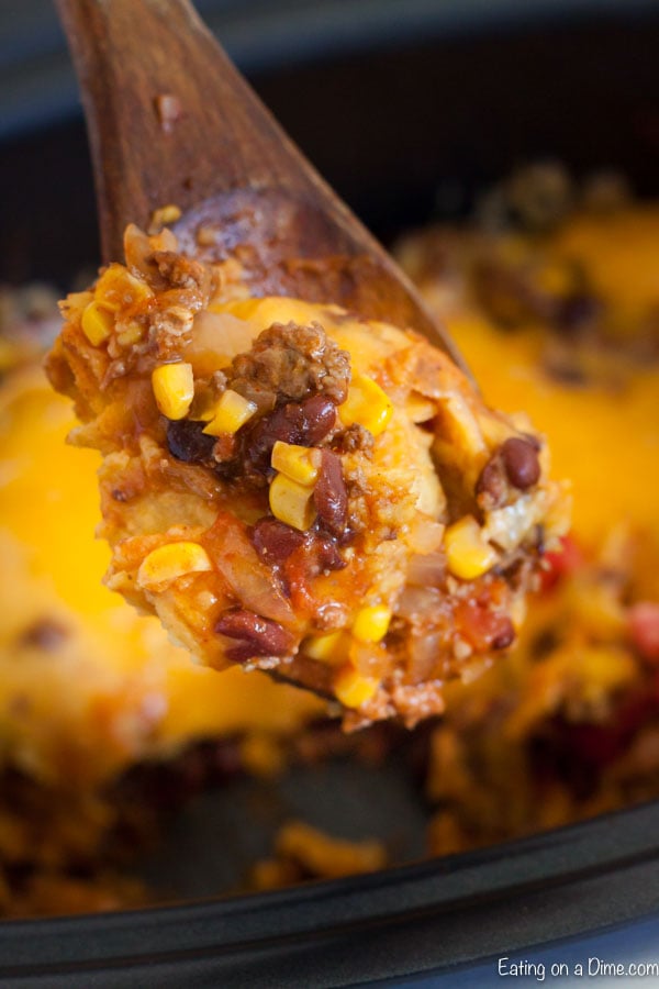 Crock Pot Mexican Casserole Recipe is the perfect meal to feed your family. Each bite is so cheesy and delicious and the entire meal is so easy to prepare.