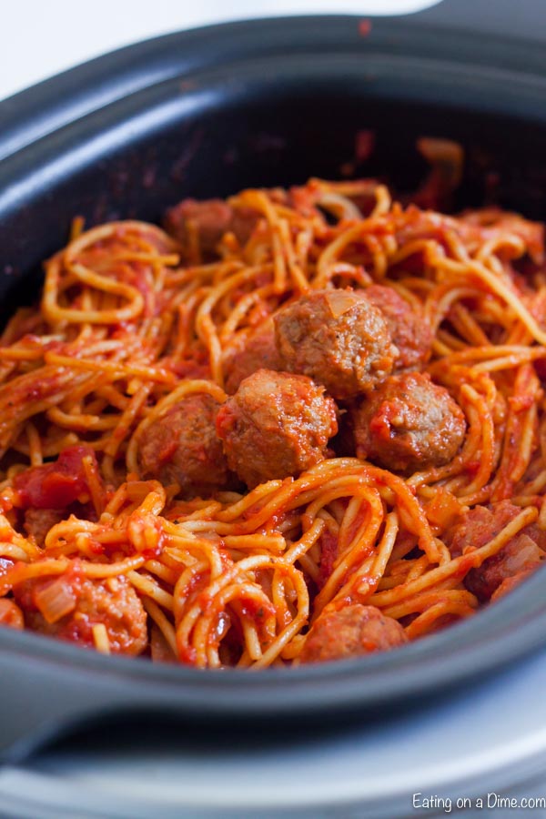 Spaghetti and Meatballs in the slow cooker