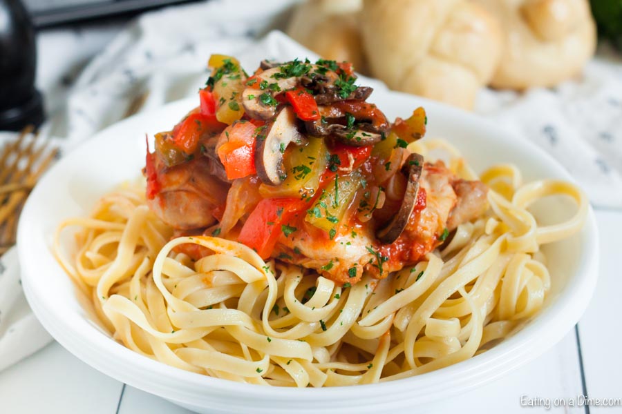 Crock Pot Chicken Cacciatore sounds fancy but it's easy to make. If you want a meal with the best chicken, mushroom and tomato sauce, try this recipe.