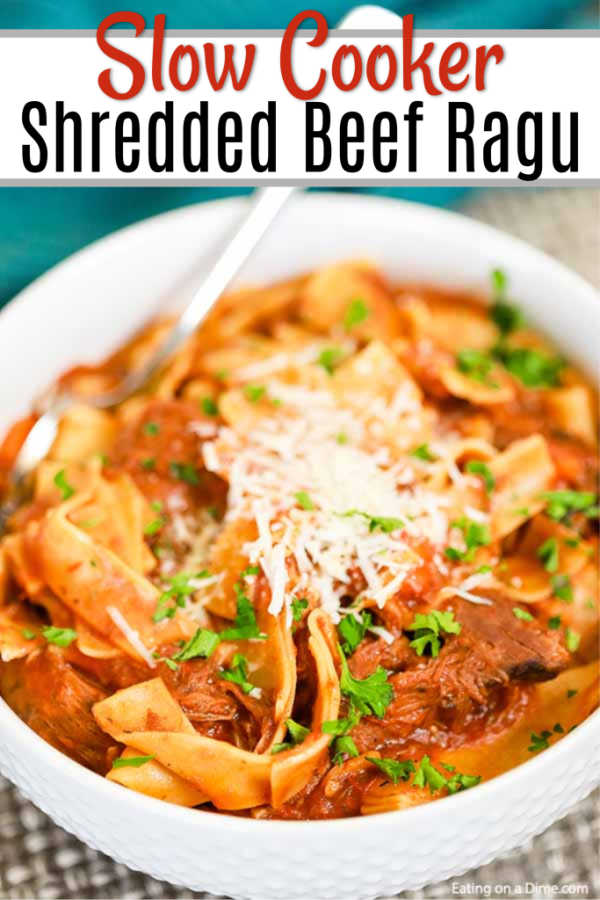Crock Pot Beef Ragu Recipe has everything you need for a great dinner. This dish is loaded with lots of beef, tomatoes, pasta and more for the best meal.