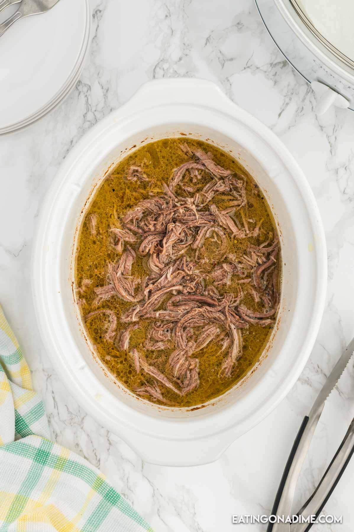 Shredded beef in the crock pot