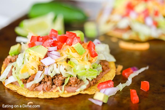 Ground Beef Tostada Recipe is such a fun dinner idea and tasty too. Serve this meal for your family or make tostadas for a crowd. This meal is so easy.