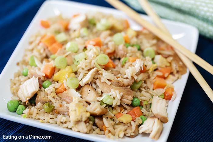 No need to get take out when you can make this easy chicken fried rice recipe at home. In 15 minutes, your family can enjoy authentic chicken fried rice. 