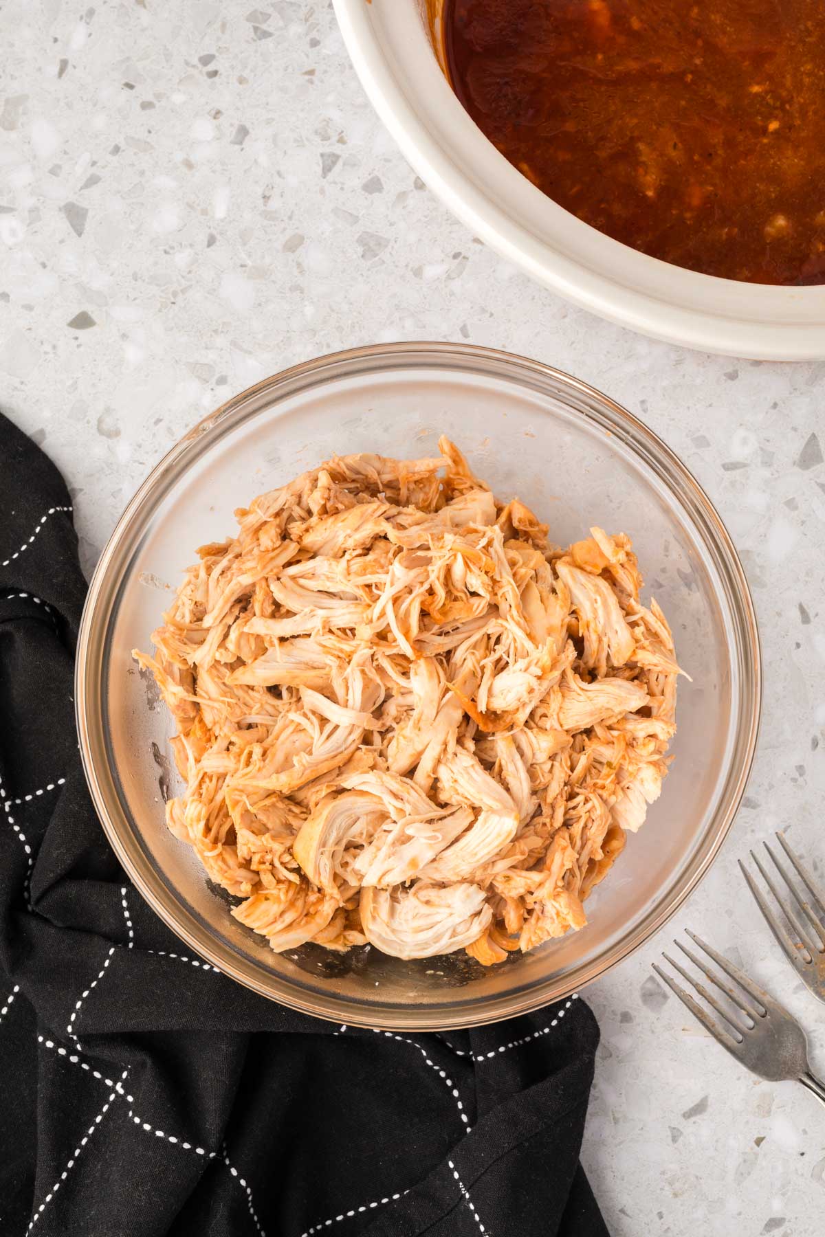 Shredded BBQ Ranch Chicken in a bowl