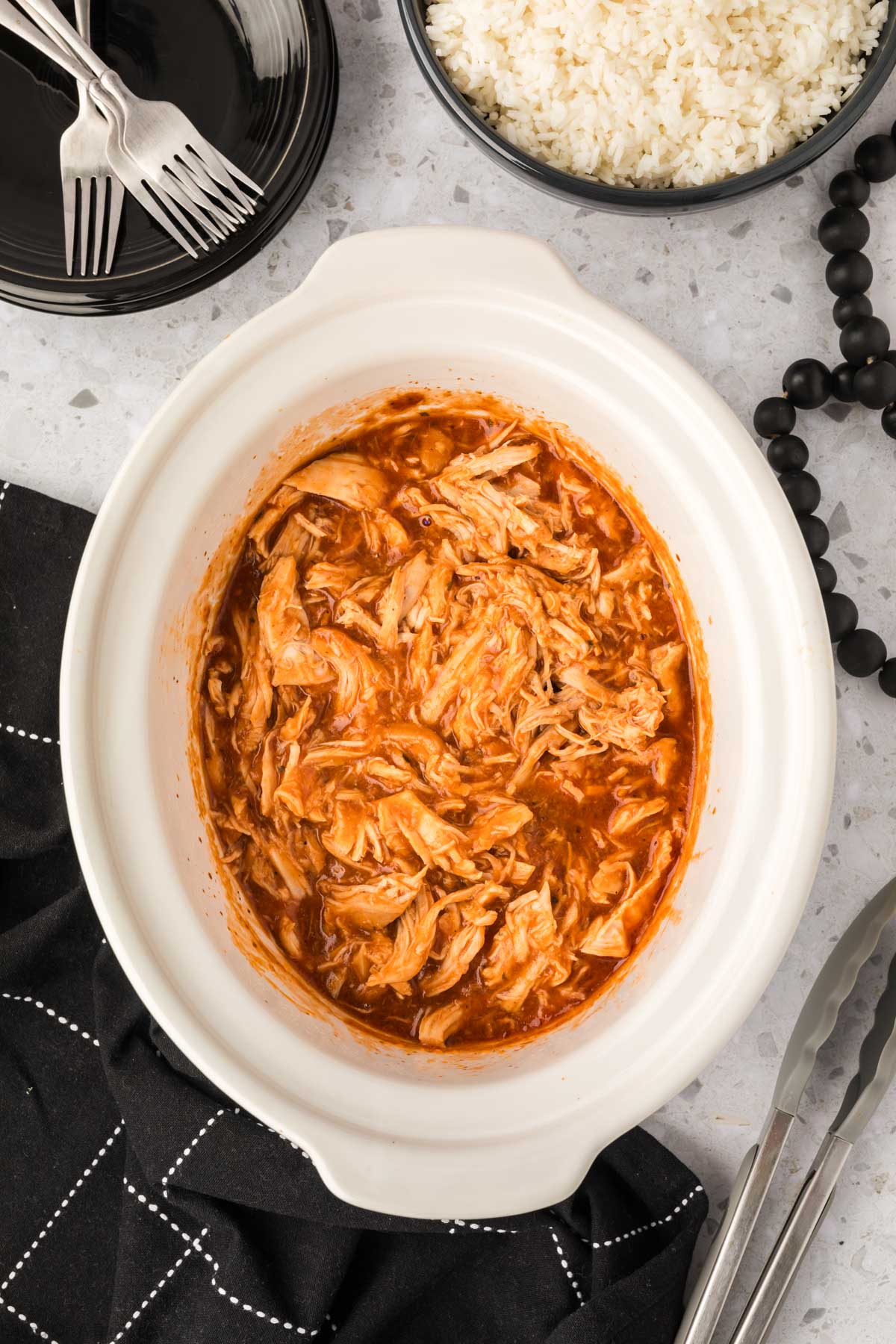 Shredded BBQ Ranch Chicken in the slow cooker
