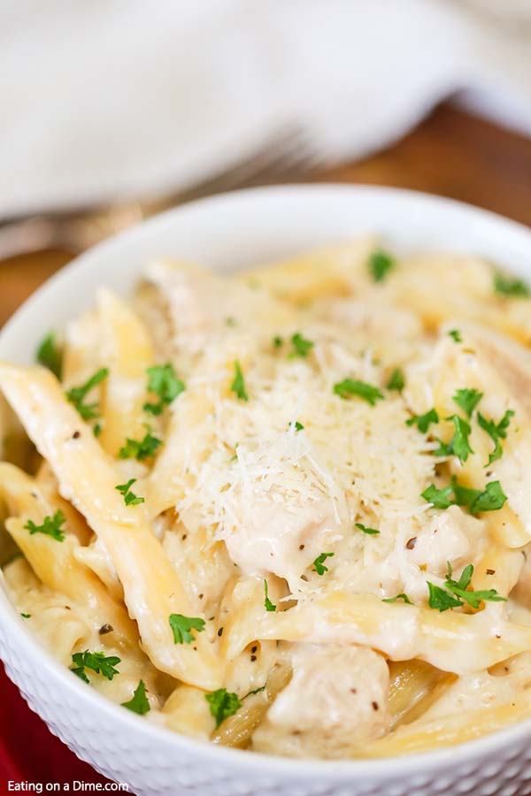Easy Chicken Penne Pasta Recipe is a one pot skillet meal perfect for dinner. Everyone will love this tasty chicken paired with a creamy sauce over pasta.