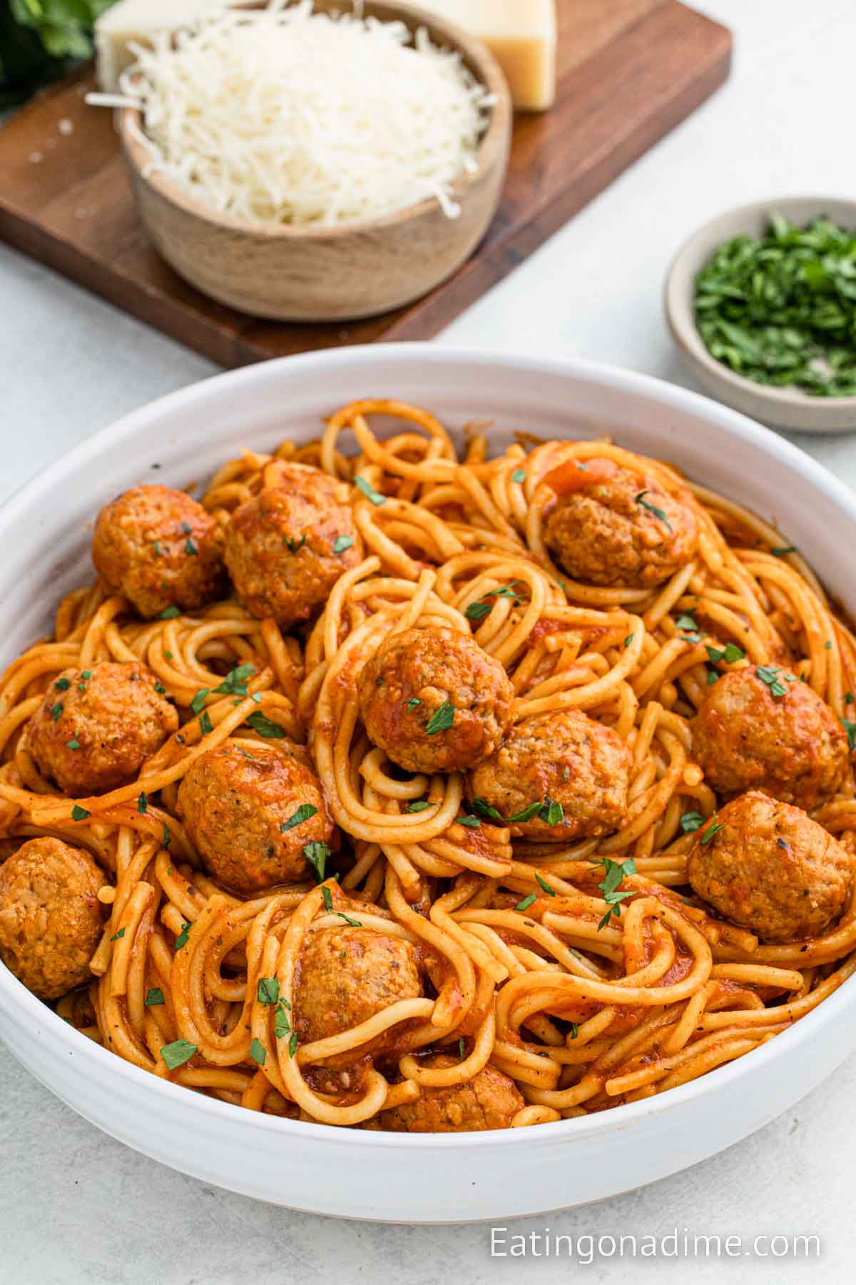 Spaghetti and Meatballs in a bowl