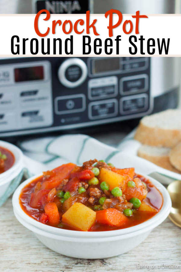 Crock Pot Ground Beef Stew Recipe is hearty and delicious while being so easy. Switch things up from traditional stew and make this tasty ground beef stew.