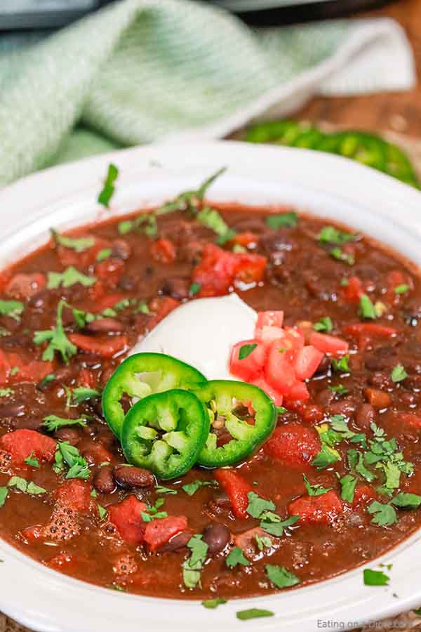 Crock Pot Black Bean Soup is a one pot meal perfect to warm you up and so easy to make. Try this for meatless Monday or anytime you want a great meal. 
