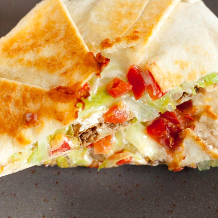 Crunchwrap Supreme cut in half