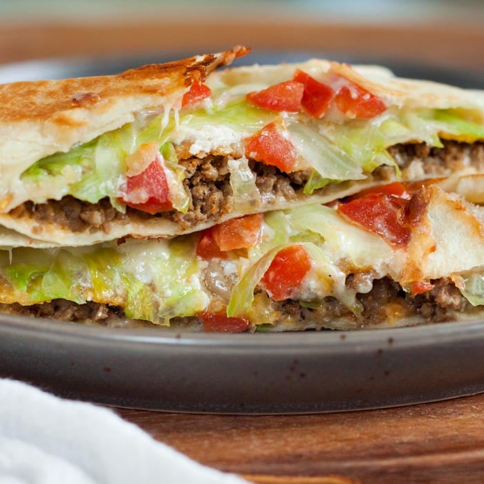 Crunchwrap Supreme cut in half