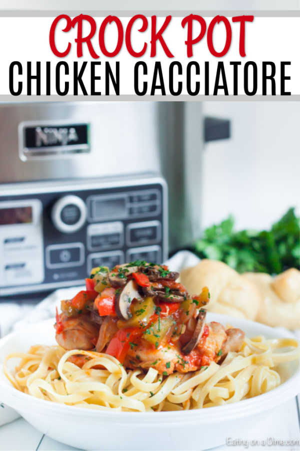 Crock Pot Chicken Cacciatore sounds fancy but it's easy to make. If you want a meal with the best chicken, mushroom and tomato sauce, try this recipe.