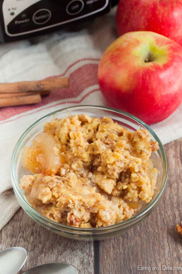 Apple dump cake with in a bowl