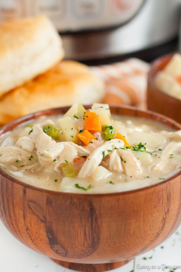 Bowl of chicken pot pie soup