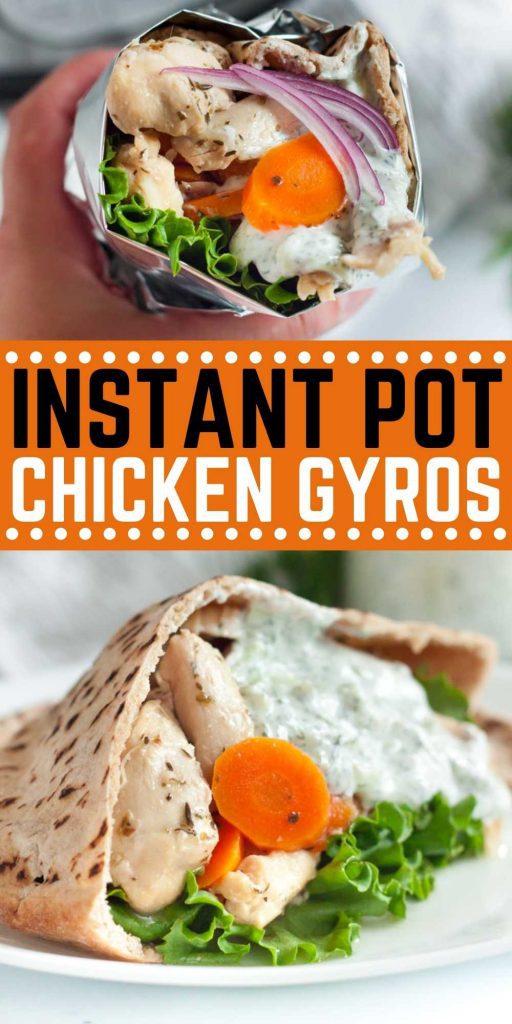 Instant Pot Chicken Gyro Recipe is a meal that is easy to make and delicious. This Pressure Cooker Greek Chicken Gyro Recipe with Tzatziki sauce is simple to make at home in your instant pot and is packed with flavor too! #eatingonadime #instantpotrecipes #pressurecookerrecipes #chickenrecipes #greekrecipe 
