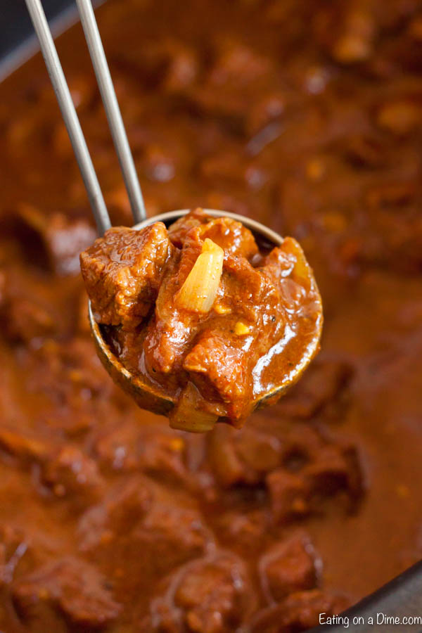 Crock pot beef curry recipe turns inexpensive beef into a tender and delicious meal full of flavor. The curry sauce is amazing over rice and easy to make.