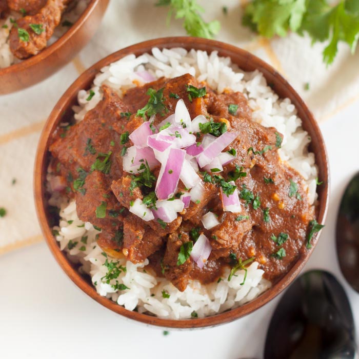 Crock pot beef curry recipe turns inexpensive beef into a tender and delicious meal full of flavor. The curry sauce is amazing over rice and easy to make.