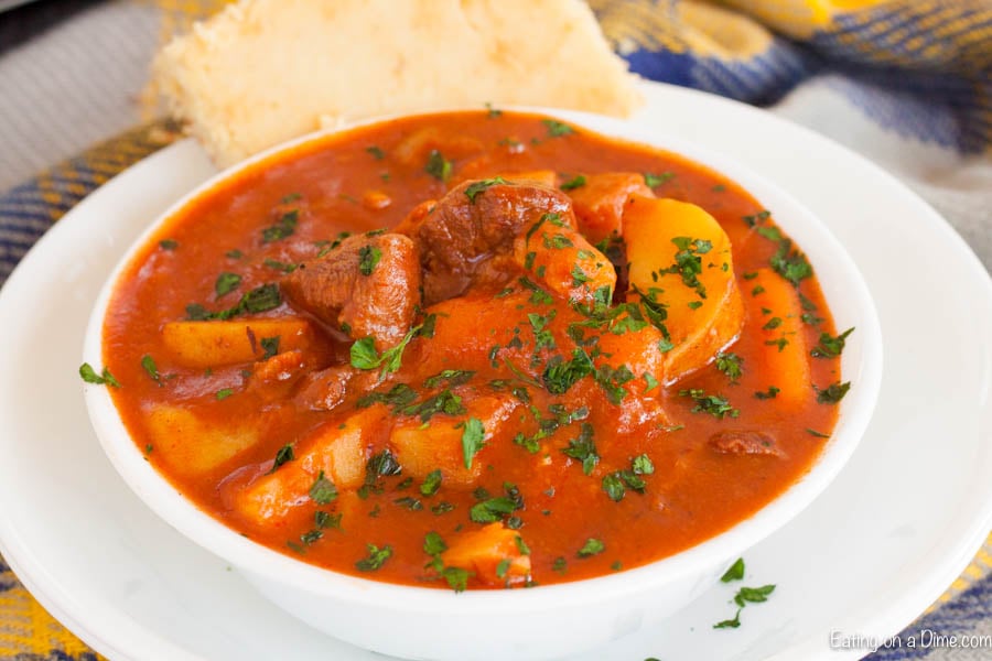 Bowl of Irish beef stew.