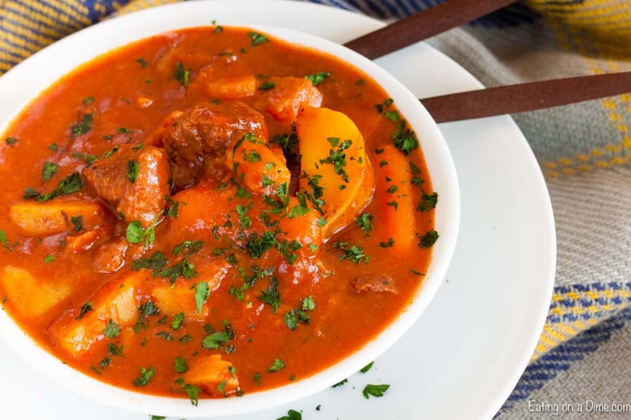 Bowl of Irish beef stew.