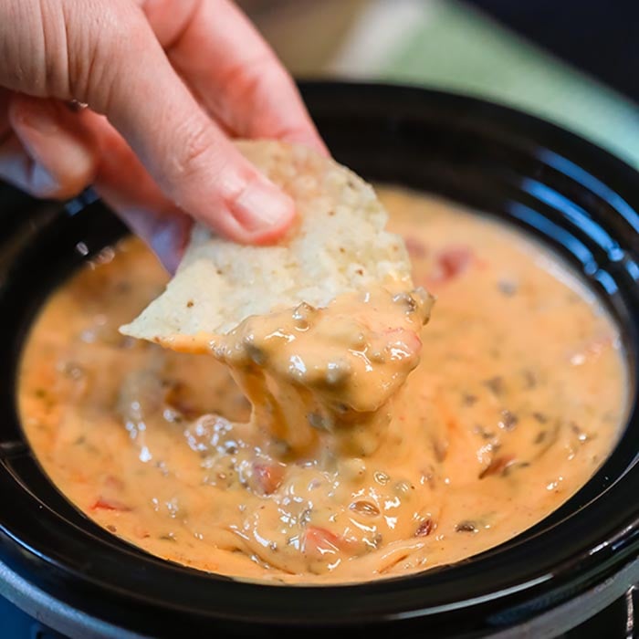 Crock Pot Rotel Dip Recipe - Easy rotel dip with just 3 ingredients!