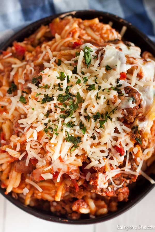 Instant pot Spaghetti Casserole can be ready in minutes for a one pot meal loaded with flavor. Your family will love this easy spaghetti casserole. 
