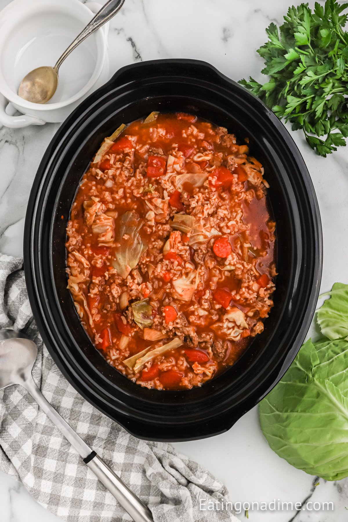 Our family loves Crockpot Cabbage Roll Soup Recipe and it has everything you need for a great meal. You will love this one pot meal that is so easy to make. Cabbage Soup in the slow cooker