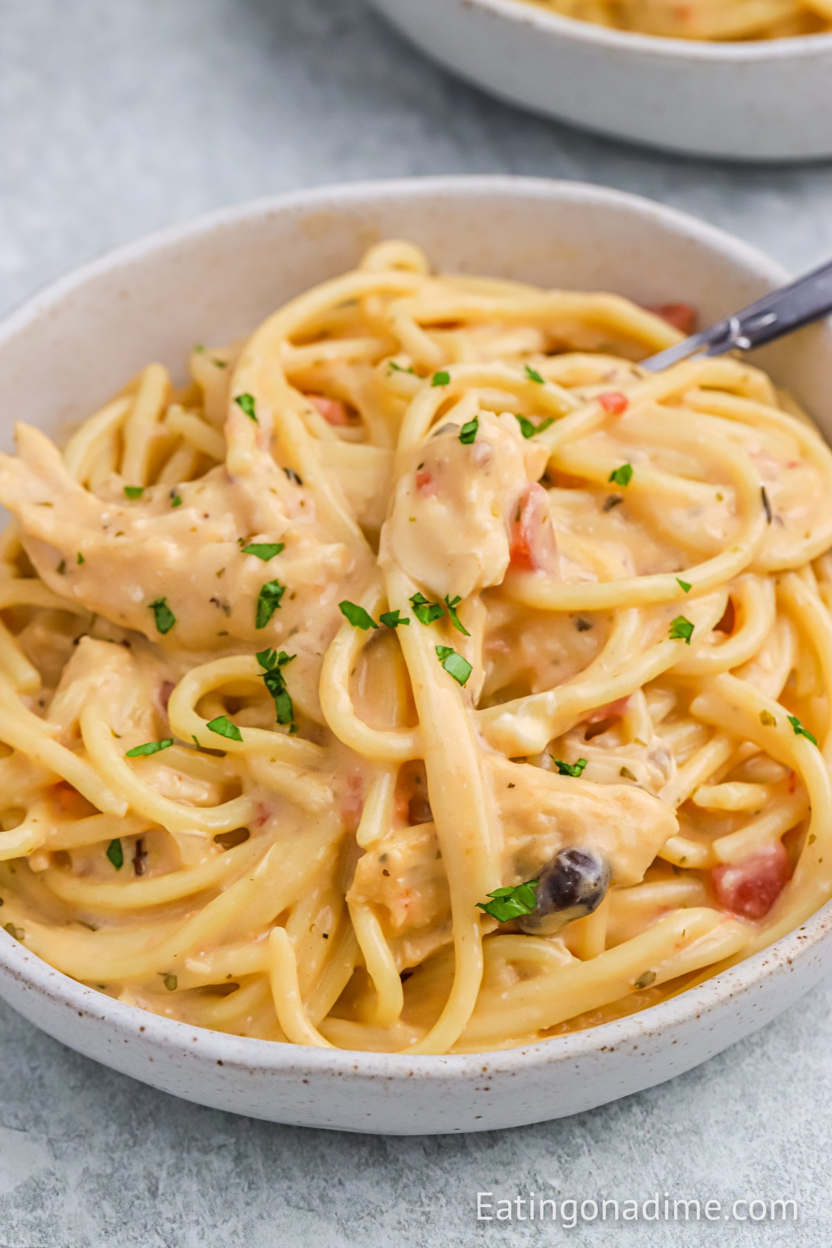 Chicken Spaghetti in a bowl  