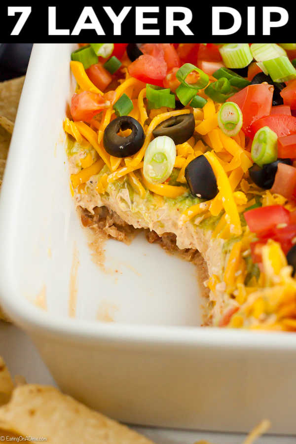 7 Layer dip in a baking dish
