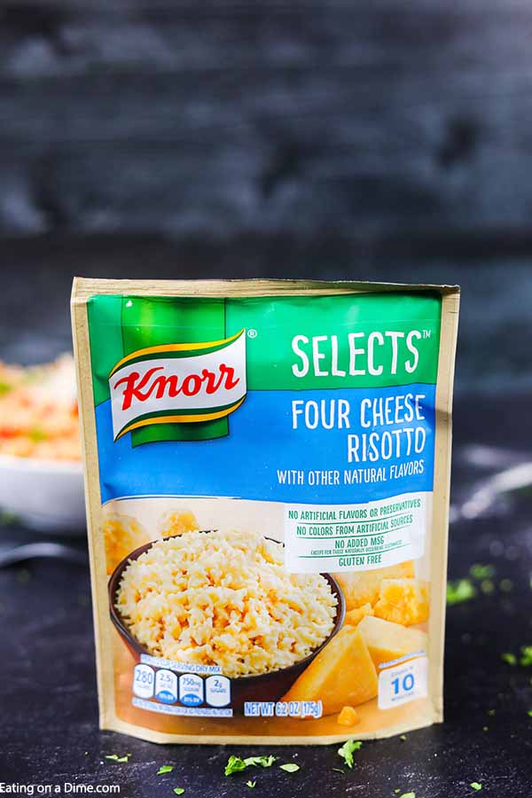 You'll love this quick & easy chicken risotto recipe. This simple chicken parmesan risotto recipe is ready in under 30 minutes and everyone loves it. Also, this creamy chicken risotto recipe is healthy too. One of my favorite one pot meals! #eatingonadime #risotto #dinnerrecipes #knorrselects