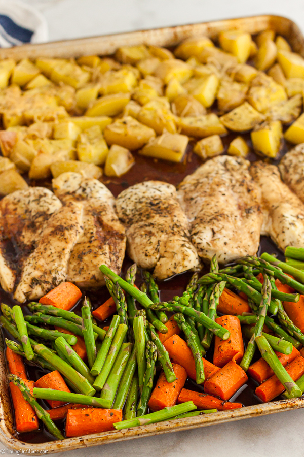 Sheet pan balsamic chicken is a one pan meal with everything you need for a complete dinner. Enjoy balsamic chicken and tender veggies for the best dinner.