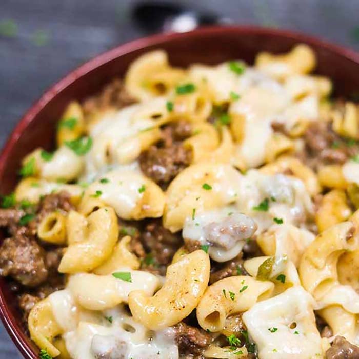Enjoy everything you love about Philly Cheesesteak in this delicious Philly cheesesteak pasta recipe. This skillet recipe comes together in minutes.