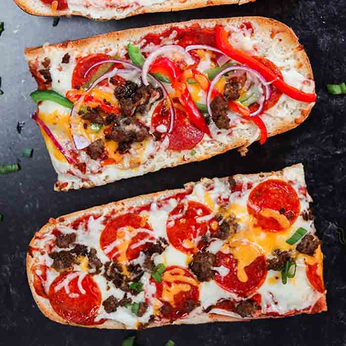Close up image of French Bread Pizza 