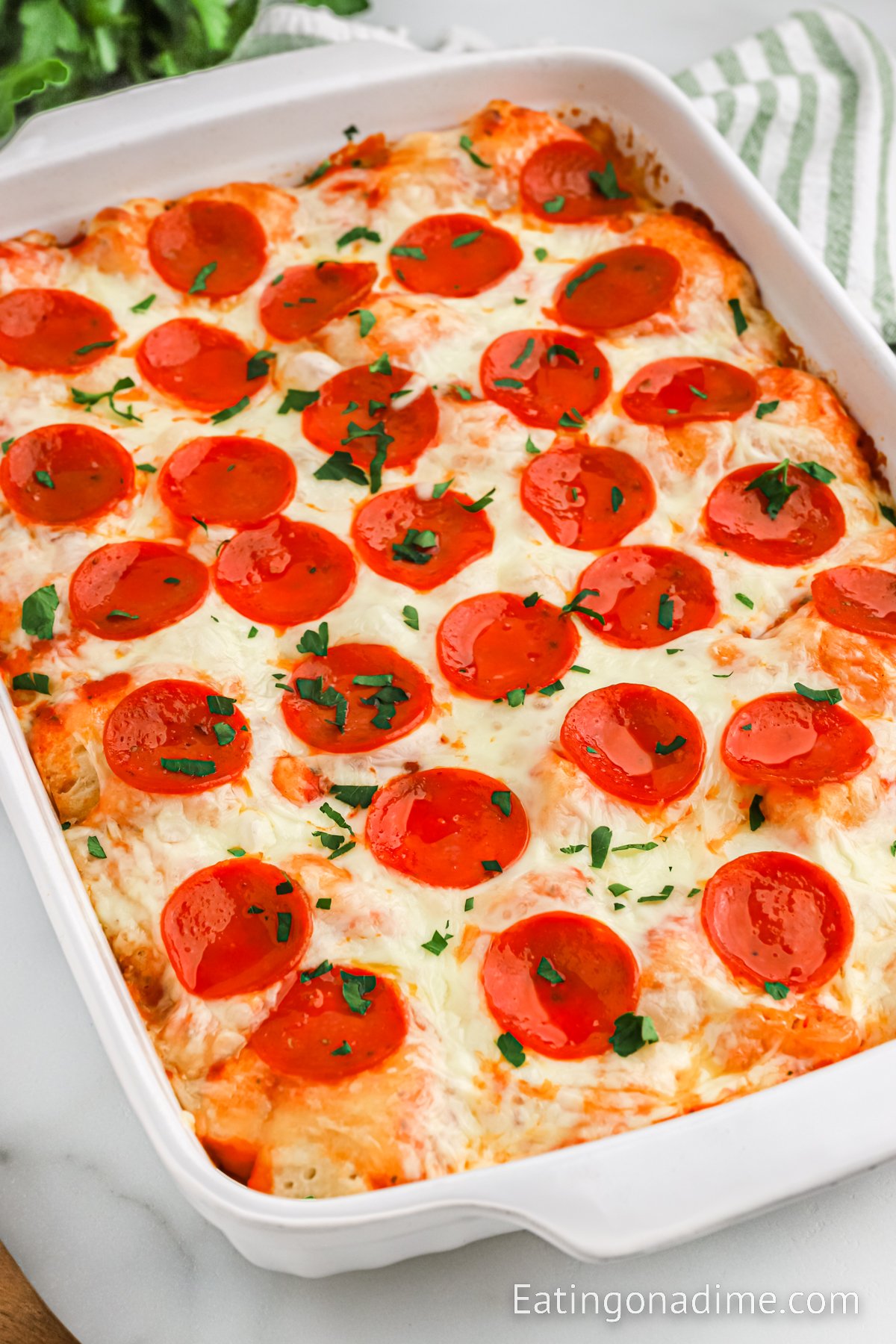Bubble Pizza in a baking dish
