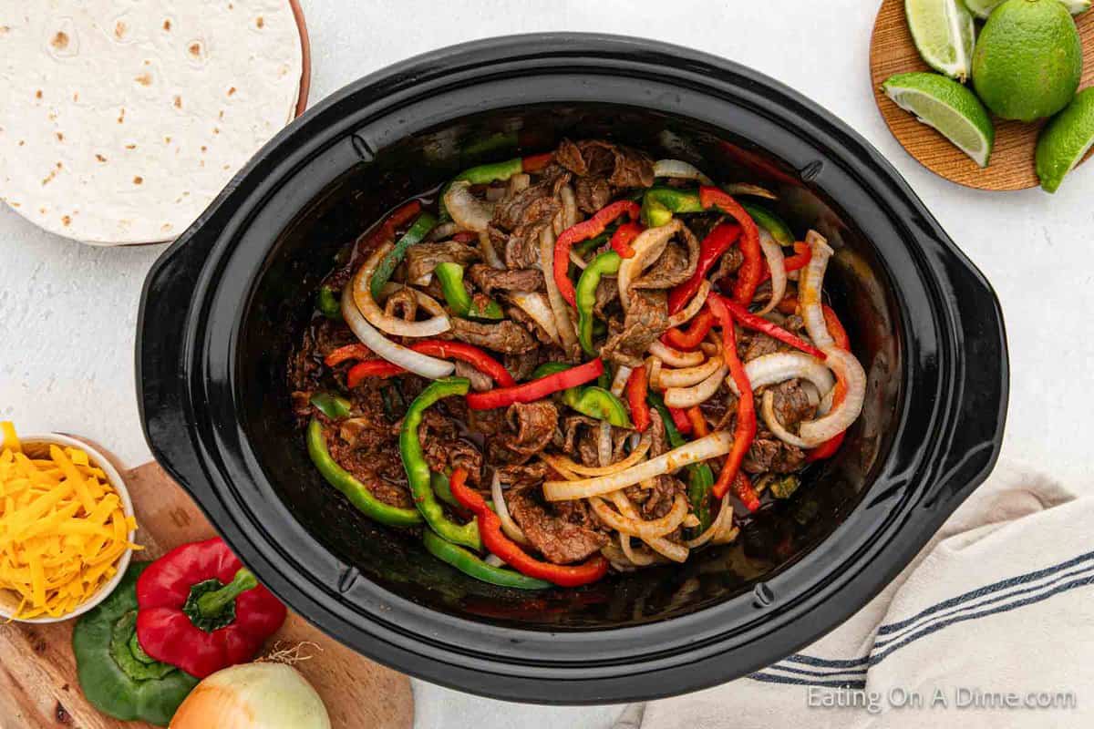 Slow Cooker Steak Fajitas Recipe - Eating on a Dime