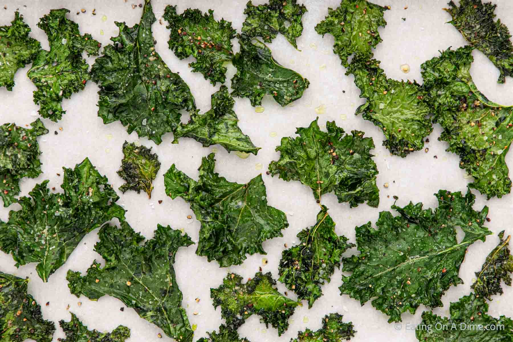 Kale Chips on a baking sheet