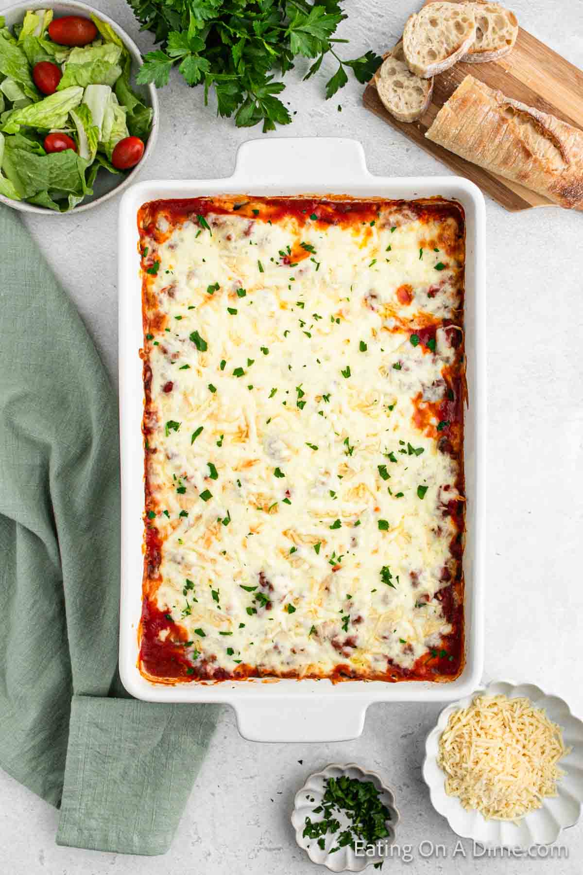 Ravioli Lasagna in a baking dish