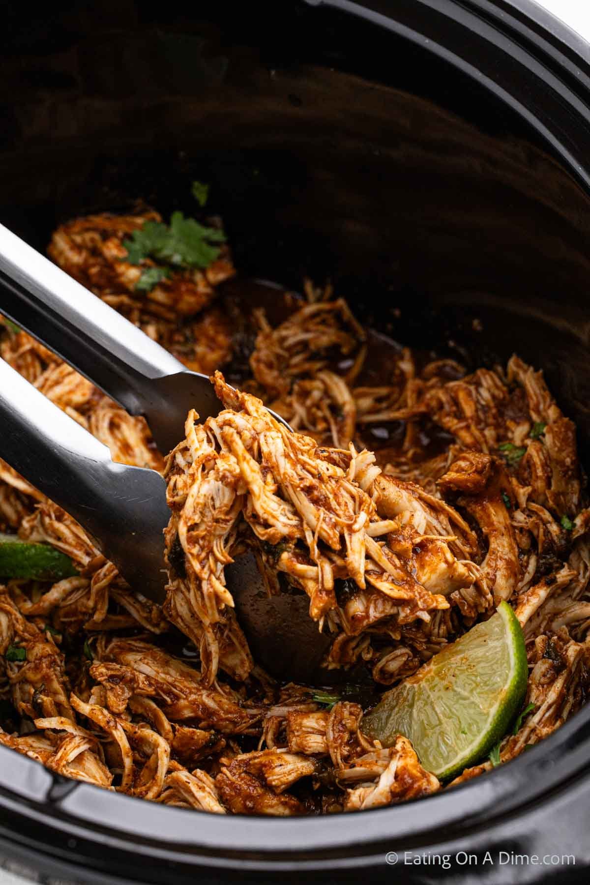 Cilantro Lime Shredded Chicken in the slow cooker
