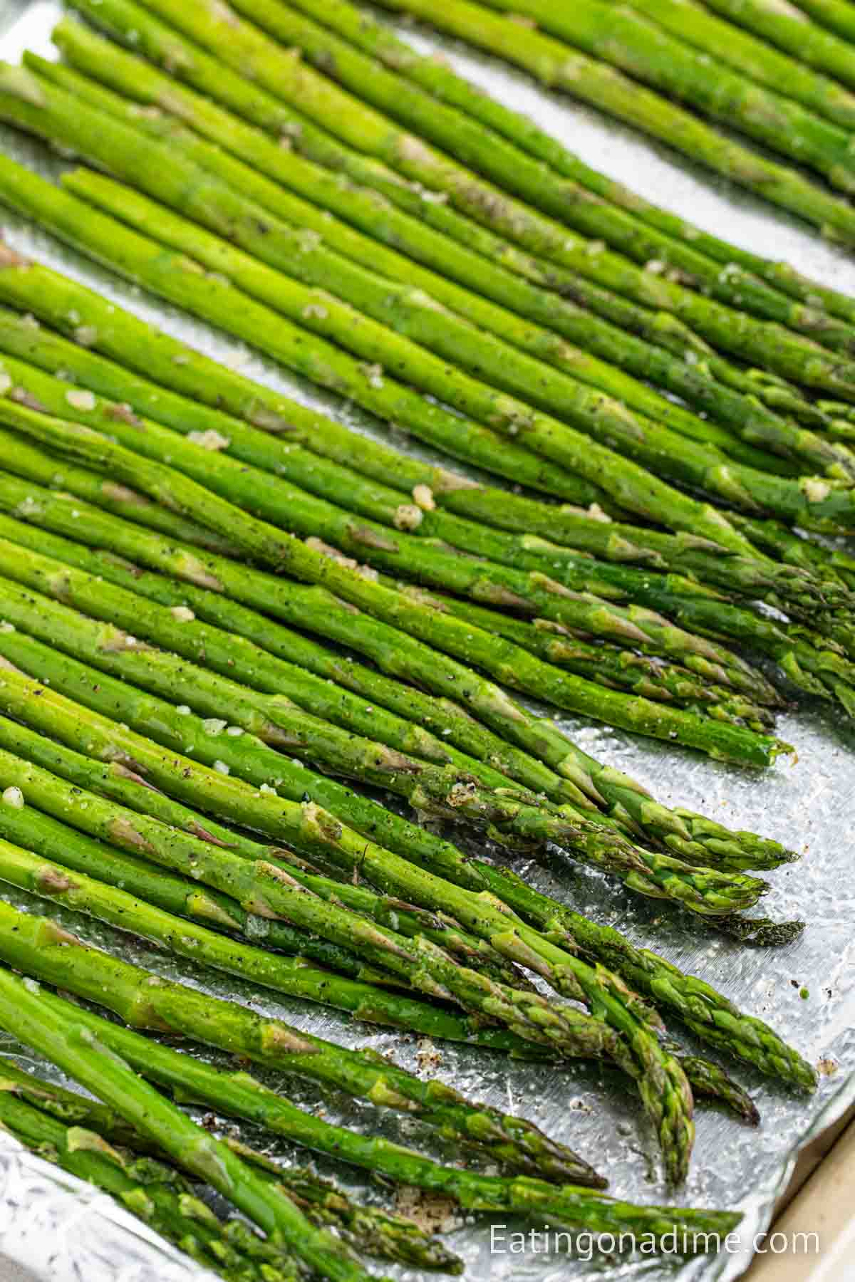 Asparagus on a baking sheet