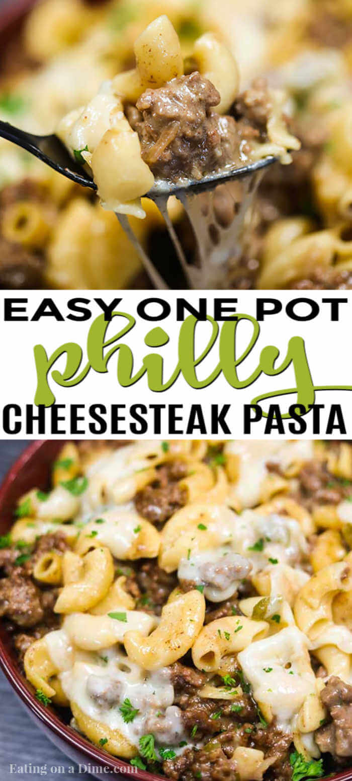 Enjoy everything you love about Philly Cheesesteak in this delicious Philly cheesesteak pasta recipe. This skillet recipe comes together in minutes.