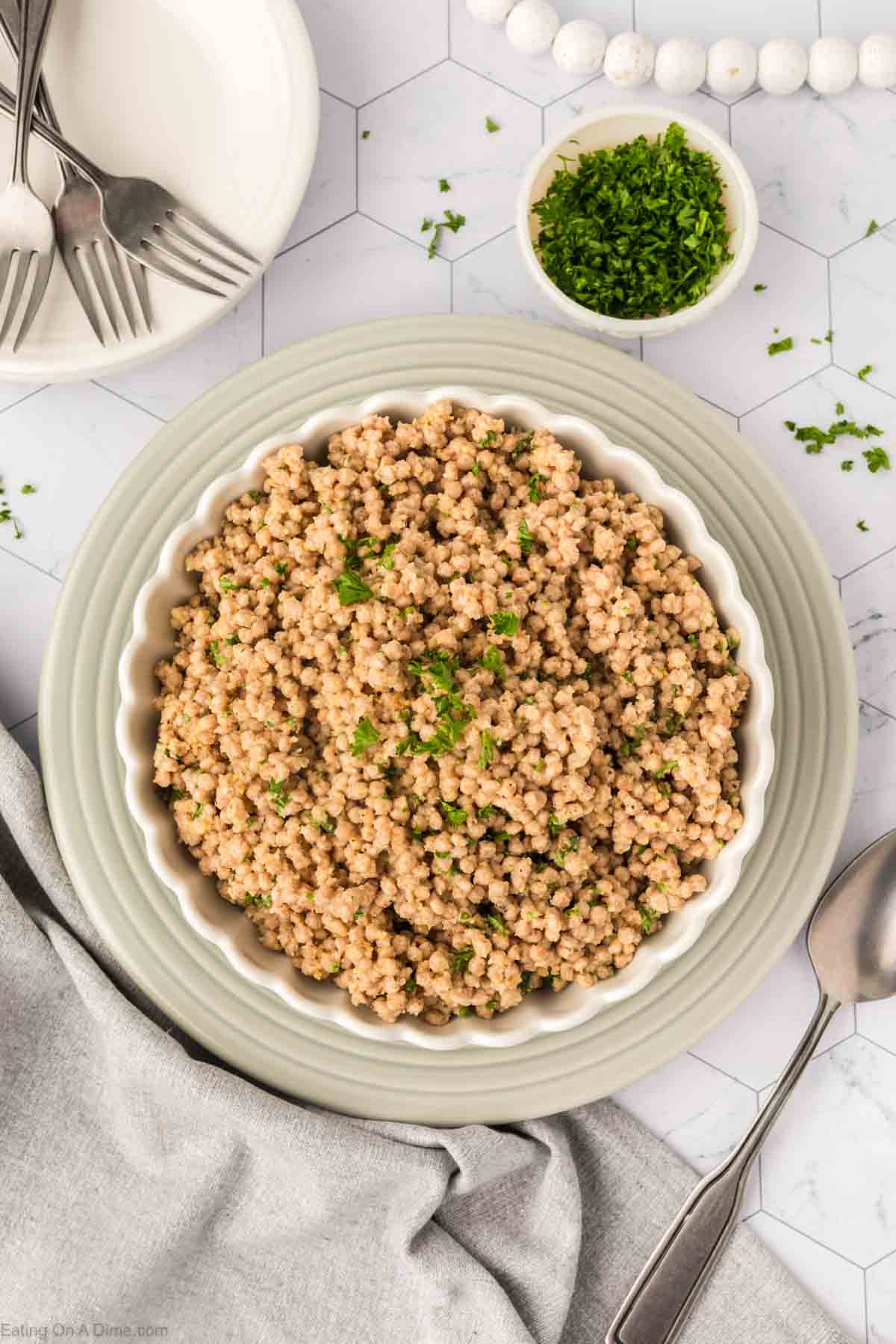 Couscous on a white plate