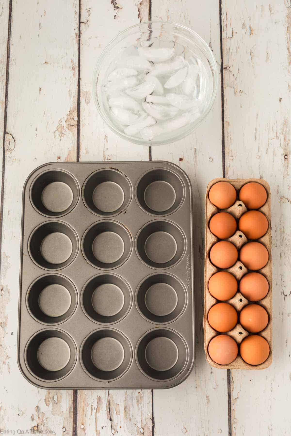 Hard Boiled Eggs in the Oven Ingredients - eggs, oven, ice water