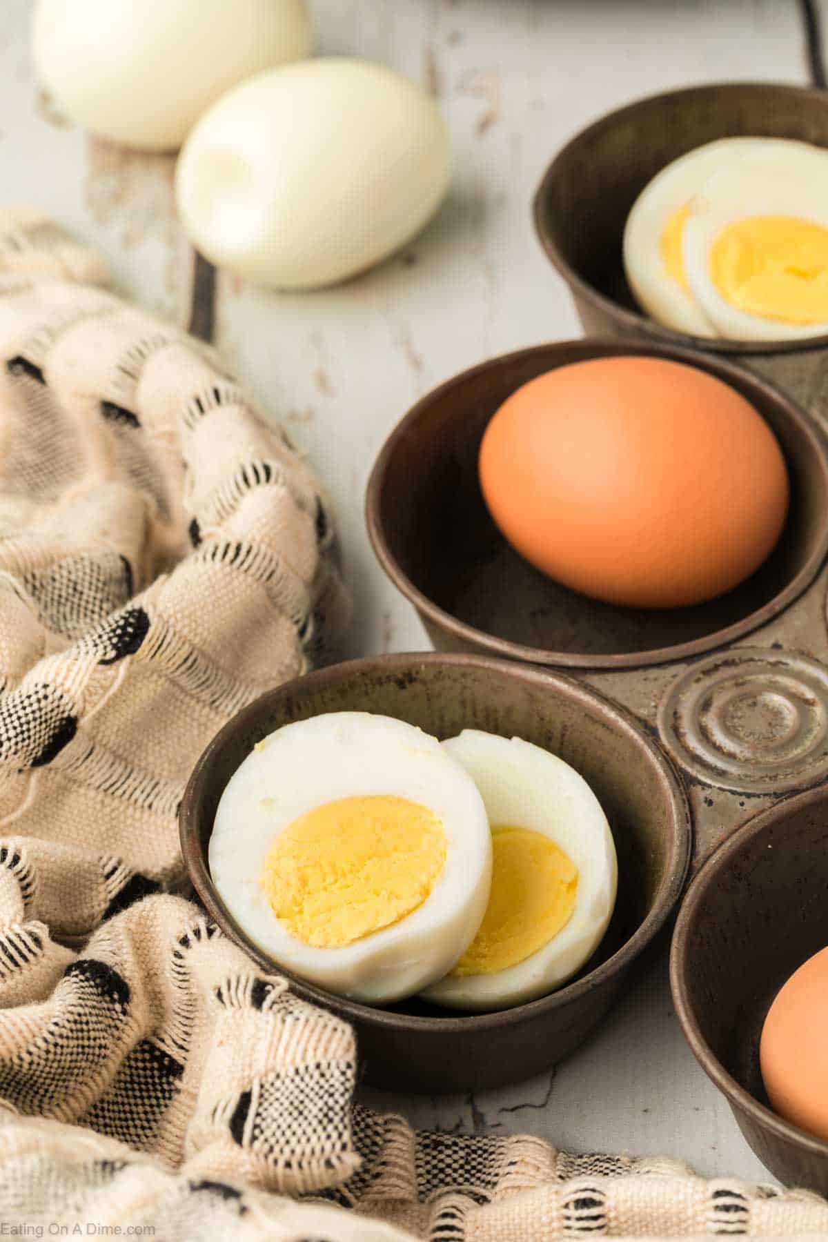 Cooked Hard Boiled Eggs in a Muffin Tin