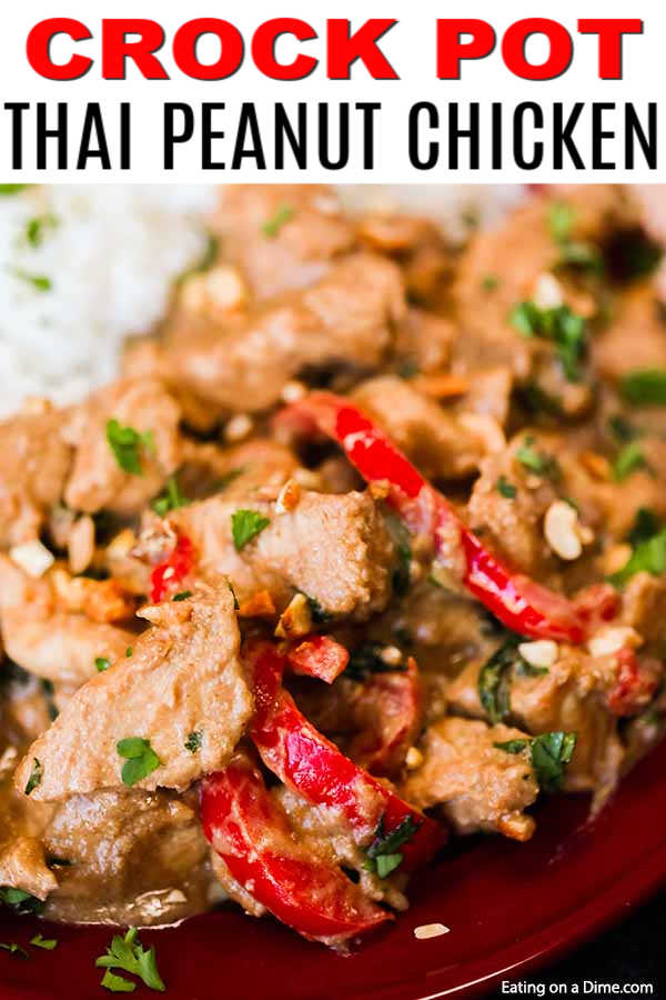 Crock pot peanut butter chicken is a delicious and easy recipe to jazz up plain chicken. Try this Thai peanut chicken recipe instead of ordering takeout.