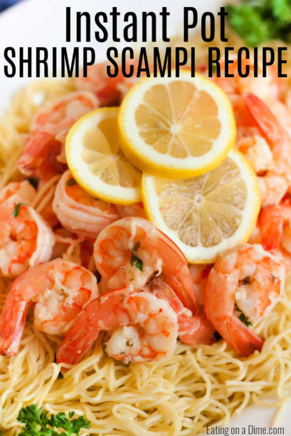 Instant pot shrimp scampi recipe comes together in only 2 minutes thanks to the pressure cooker! Enjoy delicious shrimp scampi in hardly any time at all!