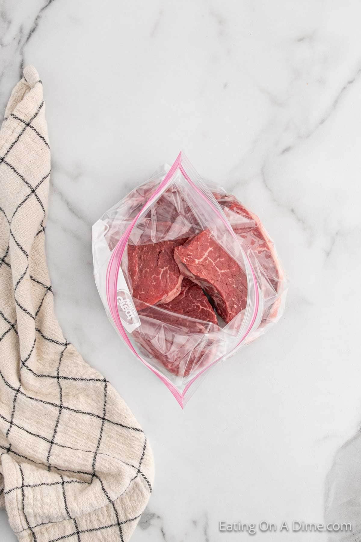 Steaks in a zip lock bag