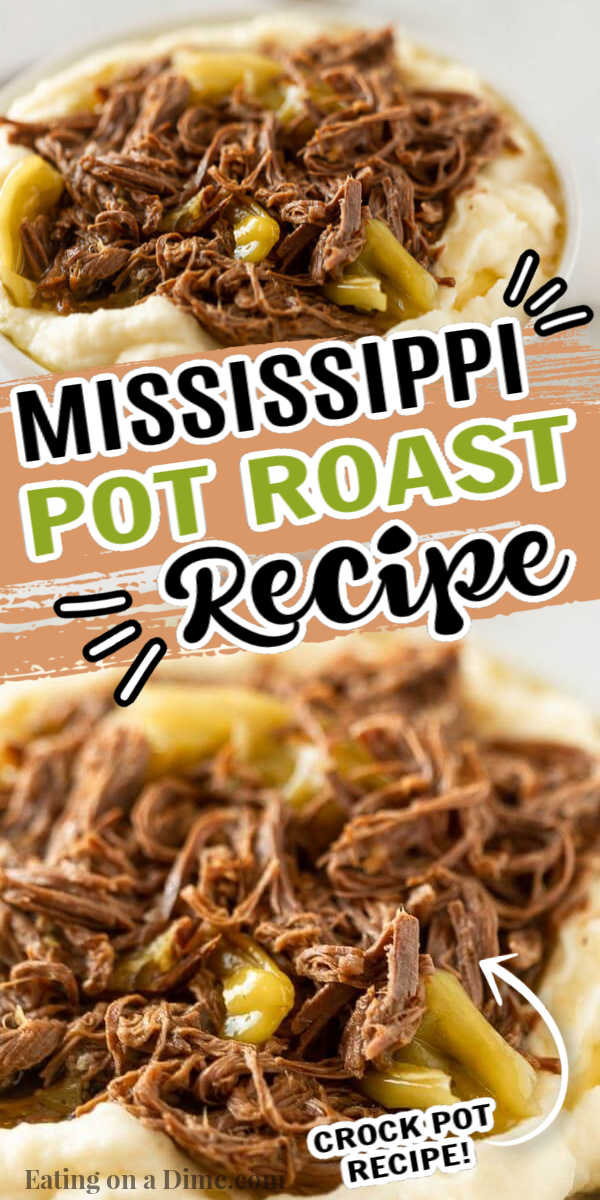 This Mississippi Pot Roast Recipe is so simple and delicious! This crock pot Mississippi Pot Roast recipes ie easy and low carb! You are going to love this original Italian Slow Cooker Mississippi Roast - it is the best and is healthy too! #eatingonadime #crockpotrecipes #slowcookerrecipes #easyrecipes 