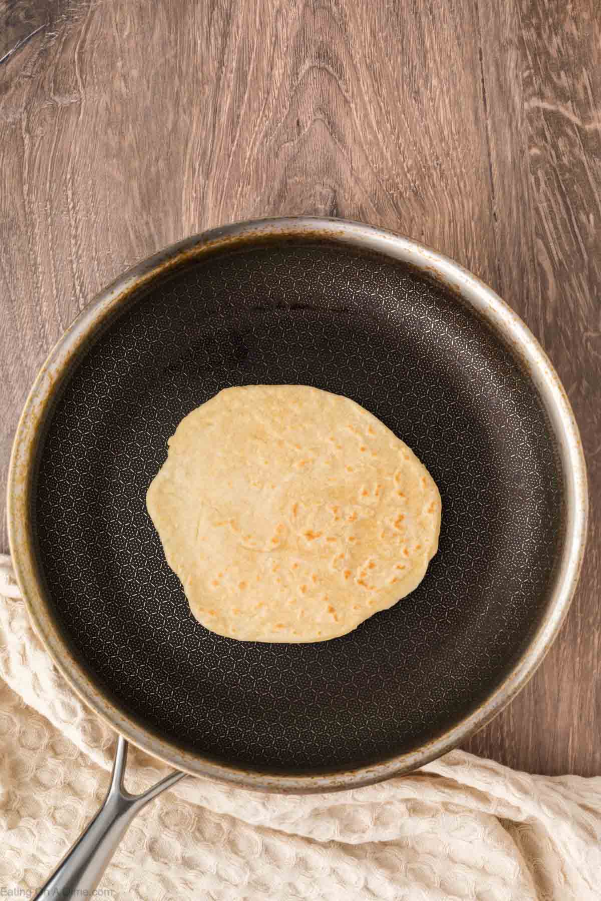 Cooking tortilla in a skillet