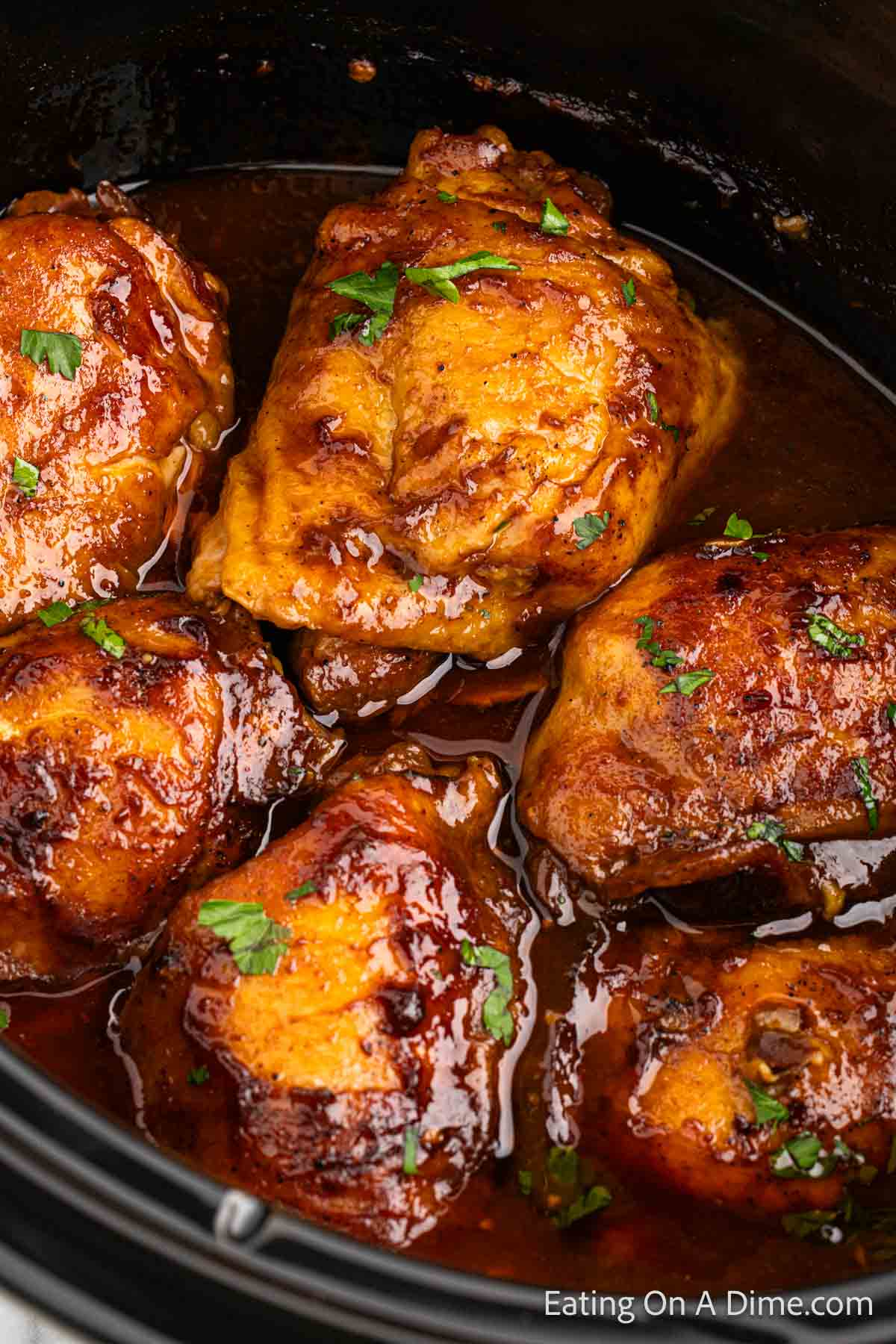 BBQ Chicken Thighs in the slow cooker