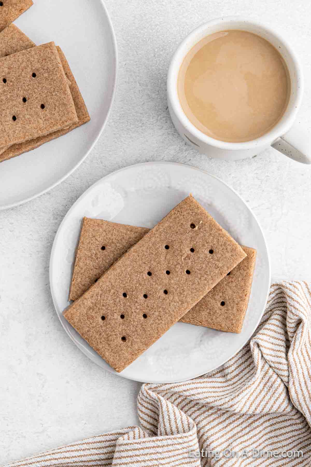 Homemade graham crackers on a plate